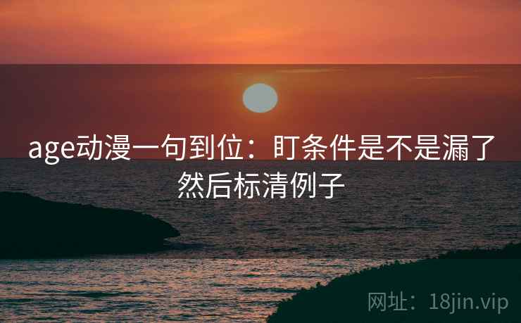 age动漫一句到位：盯条件是不是漏了然后标清例子
